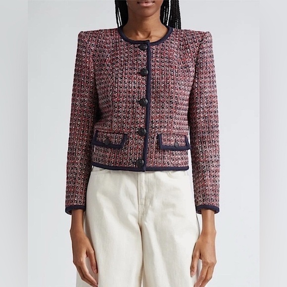 Veronica Beard Jackets & Blazers - NEW NWT Veronica Beard Ceres Tweed Jacket Red Blaze/Navy Multi Size 10